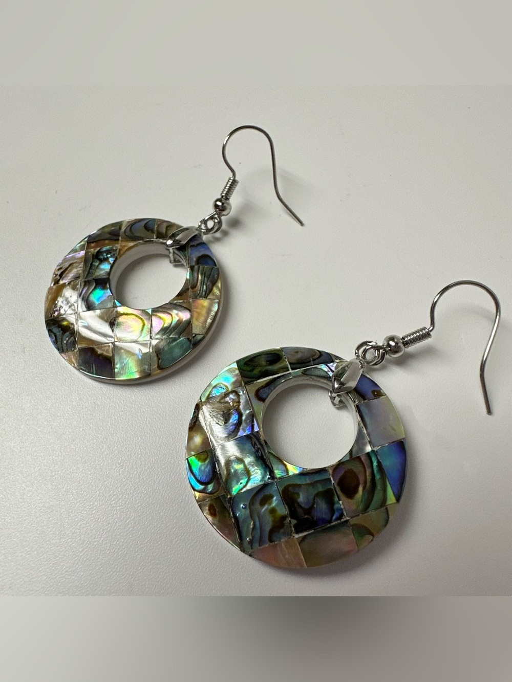 Abalone Shell Mosaic Dangle Earrings